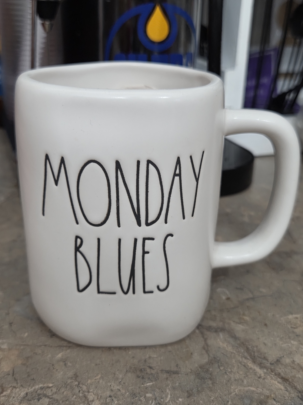 White "Monday Blues" Ceramic Coffee Mug - Home Dining
